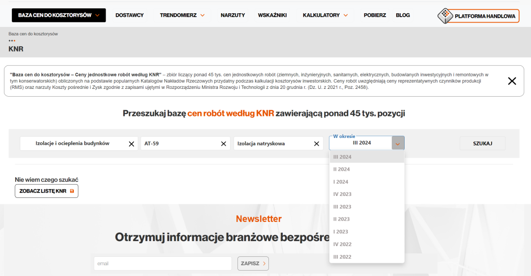 Intercenbud - nowe funkcje październik 2024 archiwum cen